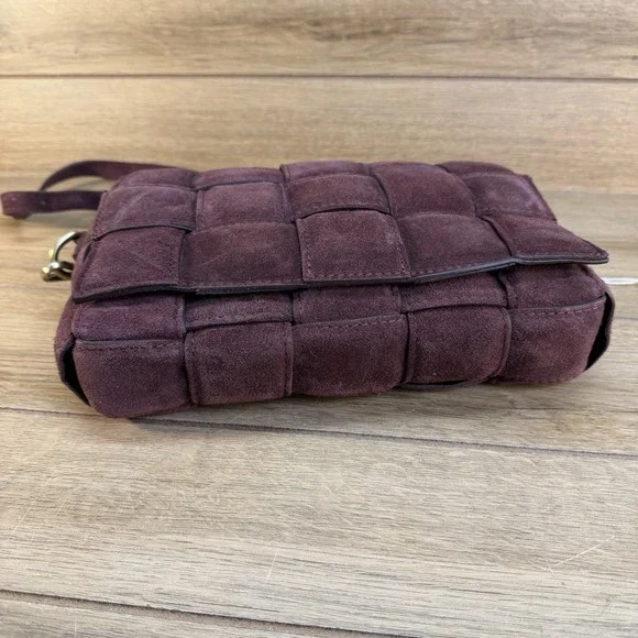 Purple Genuine Suede Leather Crossbody Bag - Made In Italy - Picture 3 of 10